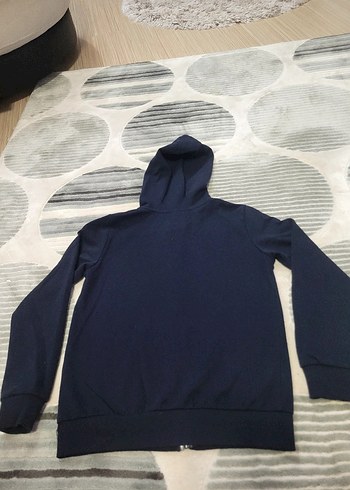 Erkek Çocuk Koyu Mavi Fermuarlı Kapüşonlu Sweatshirt - Görsel 2