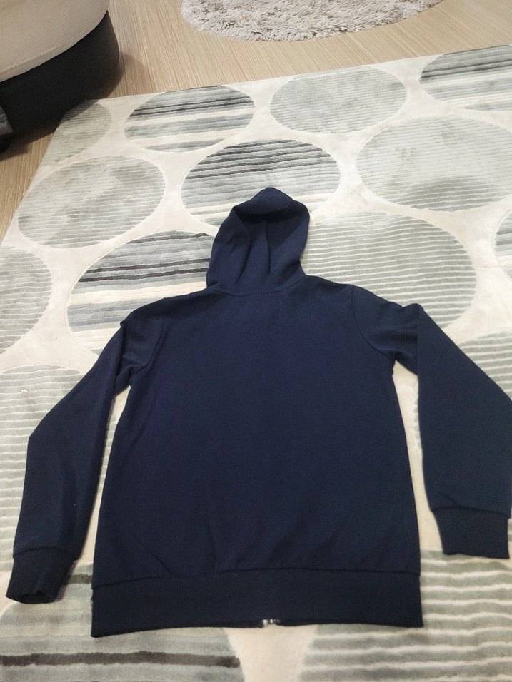 Erkek Çocuk Koyu Mavi Fermuarlı Kapüşonlu Sweatshirt - Görsel 2