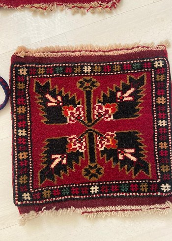 El dokuma heybe çanta ve oturma için mini dokuma kilim. - Görsel 9