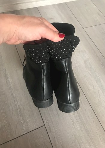 40 Beden siyah Renk Parisian Goth Siyah Deri Kadın Bot