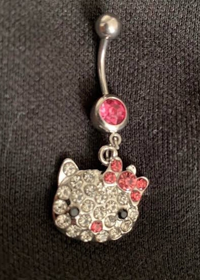 Hello kitty göbek piercingi çelik - Görsel 2