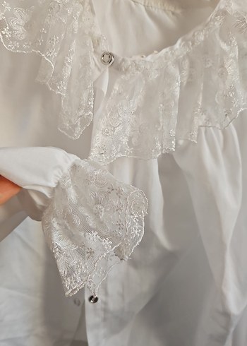 Düğmeli Beyaz cocuk Keten Gömlek - Görsel 3