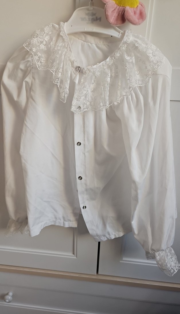 Düğmeli Beyaz cocuk Keten Gömlek - Görsel 2