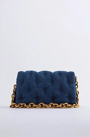 Zara Kapitone Denim Çanta