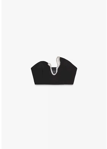 Zara mücevher taş detaylı crop top bustiyer - Görsel 3