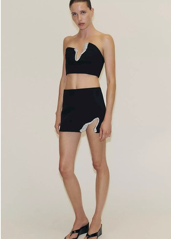 Zara mücevher taş detaylı crop top bustiyer - Görsel 2