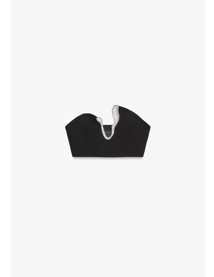 Zara mücevher taş detaylı crop top bustiyer - Görsel 3