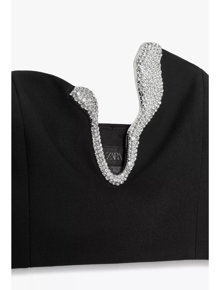 Zara mücevher taş detaylı crop top bustiyer - Görsel 4