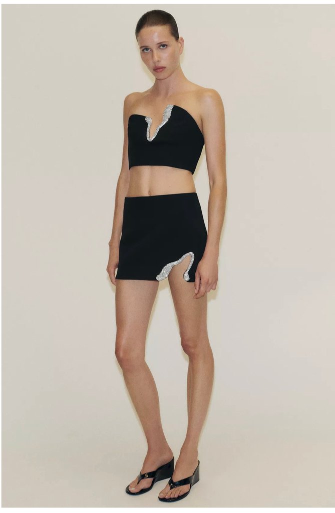 Zara mücevher taş detaylı crop top bustiyer - Görsel 2