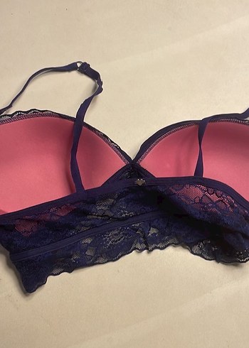 Victorias secret pink Lacivert Gotik Dantelli Sütyen - Görsel 2