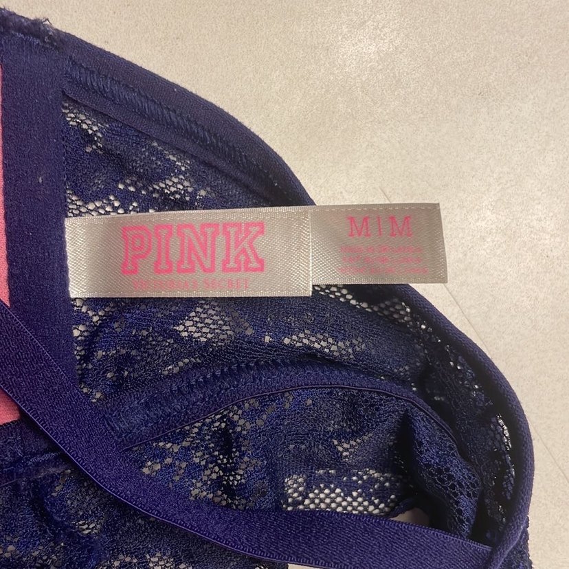 Victorias secret pink Lacivert Gotik Dantelli Sütyen - Görsel 4