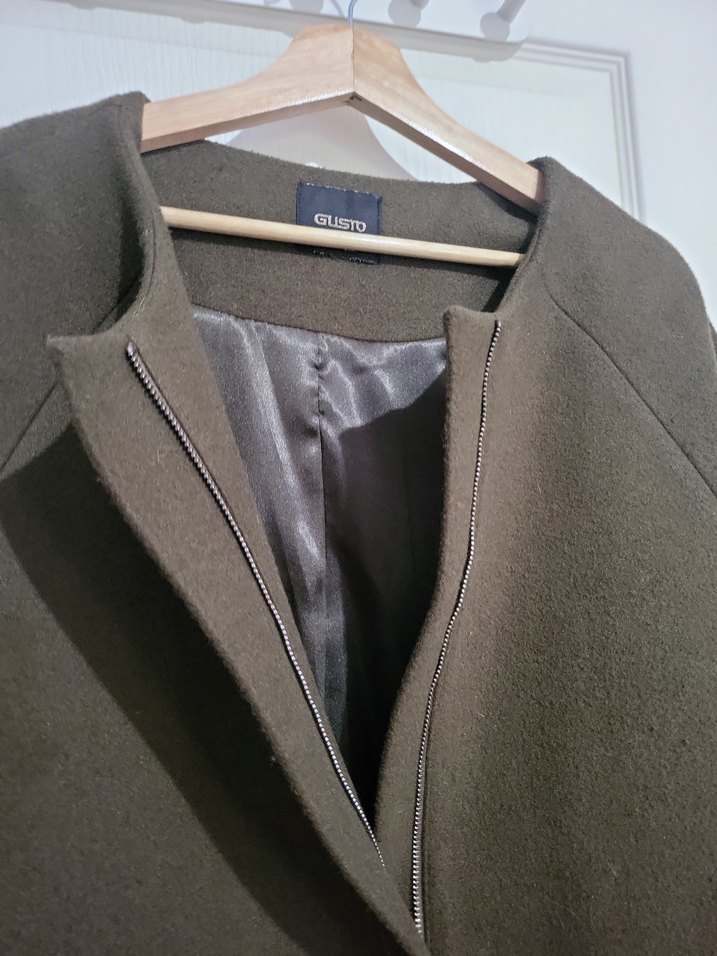 Düğmeli yesil Midi Kadın Kaban - Görsel 3