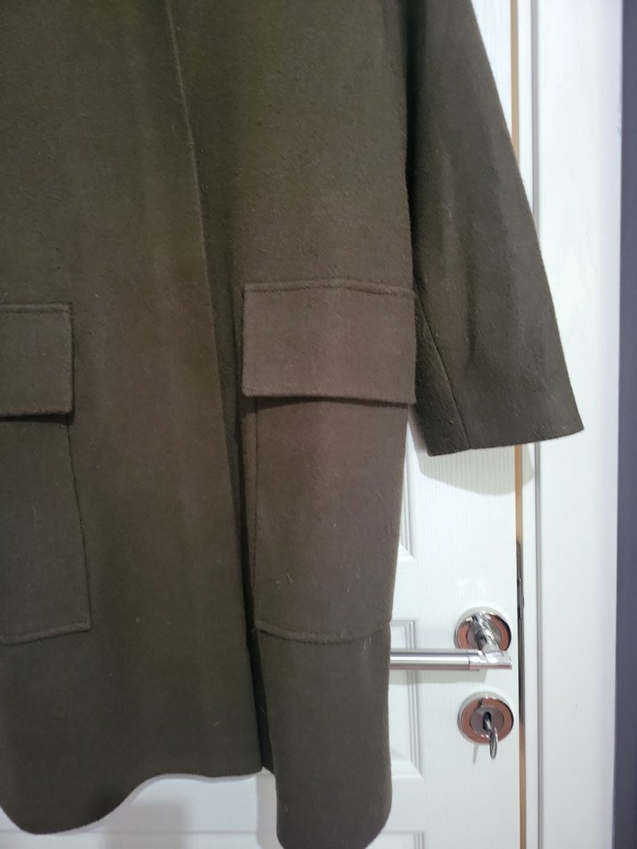 Düğmeli yesil Midi Kadın Kaban - Görsel 2