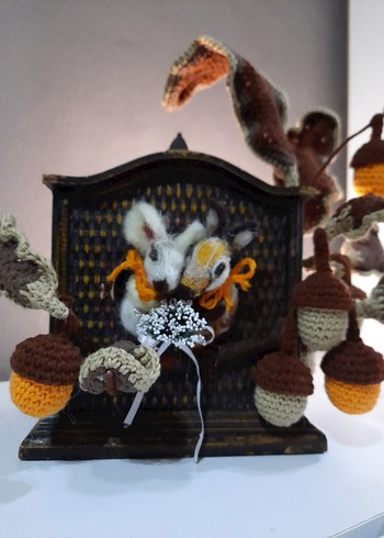 Bohem Tarzı El Yapımı Tığ İşi Meşe Palamudu Dekoru - Görsel 4