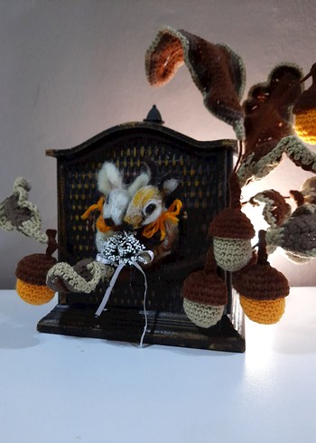 Bohem Tarzı El Yapımı Tığ İşi Meşe Palamudu Dekoru - Görsel 3