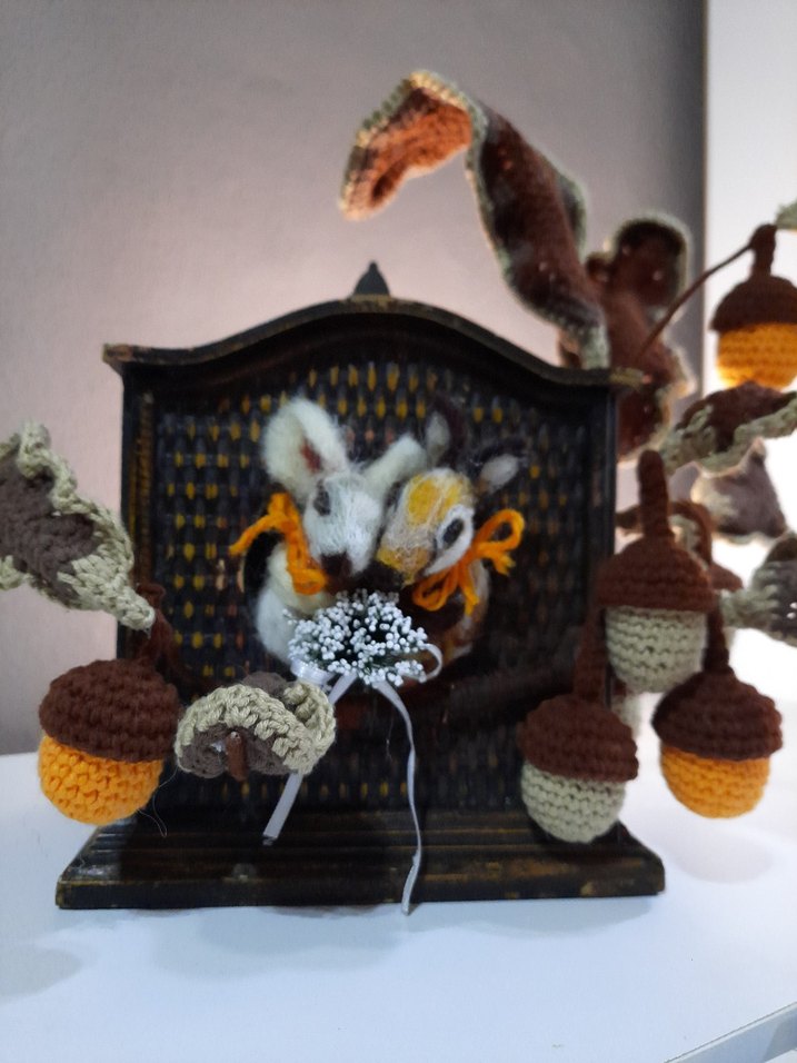 Bohem Tarzı El Yapımı Tığ İşi Meşe Palamudu Dekoru - Görsel 4