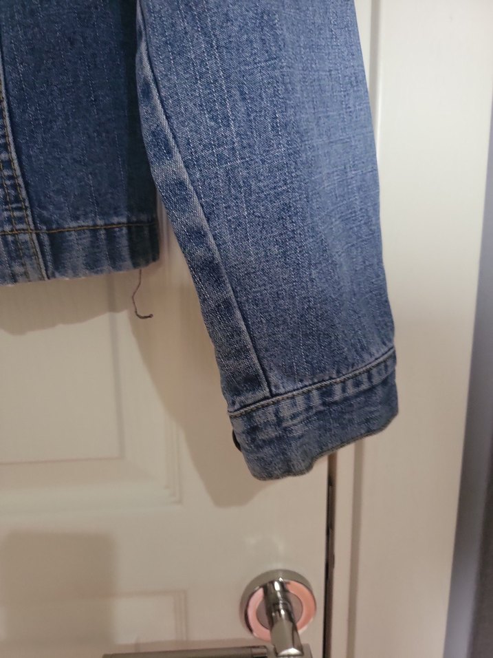 Düğmeli Mavi Kadın Denim Ceket - Görsel 5