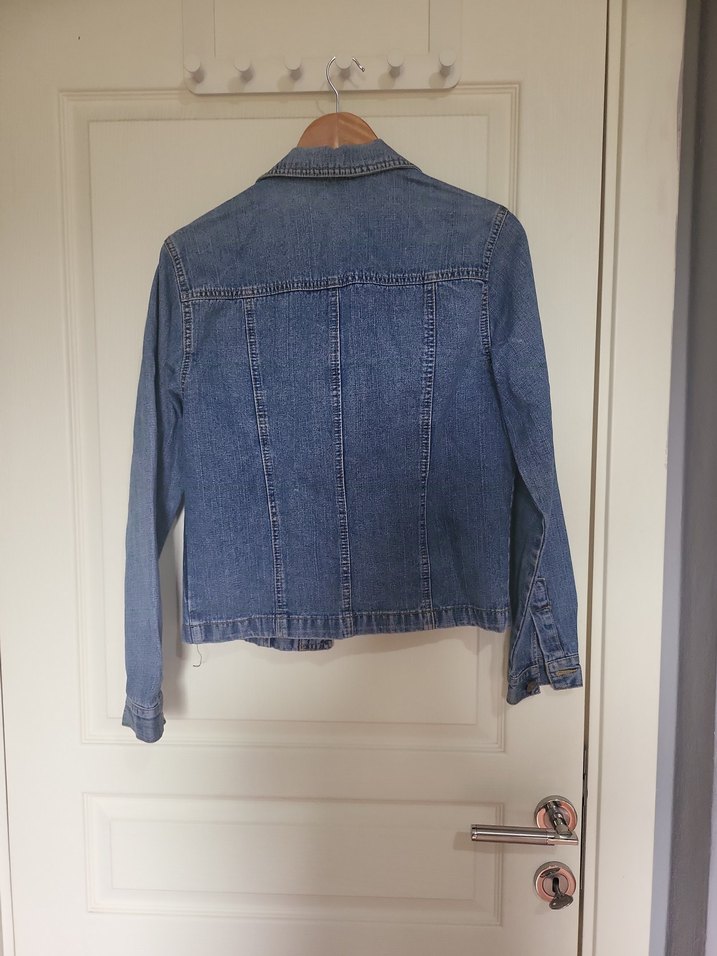 Düğmeli Mavi Kadın Denim Ceket - Görsel 2