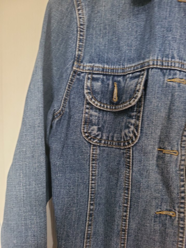 Düğmeli Mavi Kadın Denim Ceket - Görsel 4