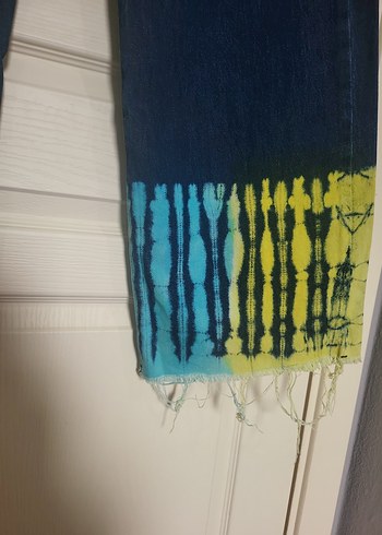 Kadın Bağlamalı Renkli Midi Kot Pantolon - Görsel 6