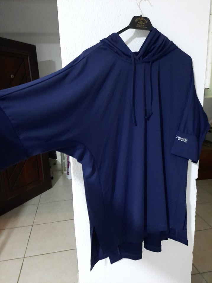 bayanLacivert Kısa Kollu Kapüşonlu Sweatshirt - Görsel 2