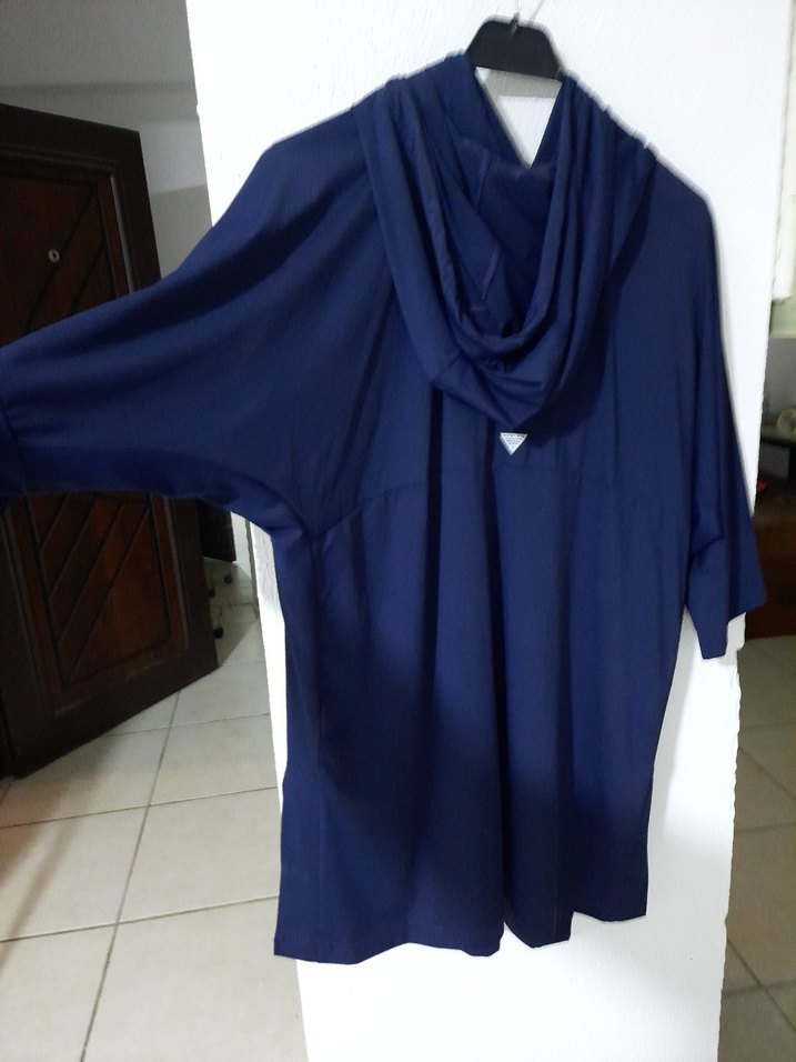 bayanLacivert Kısa Kollu Kapüşonlu Sweatshirt - Görsel 3