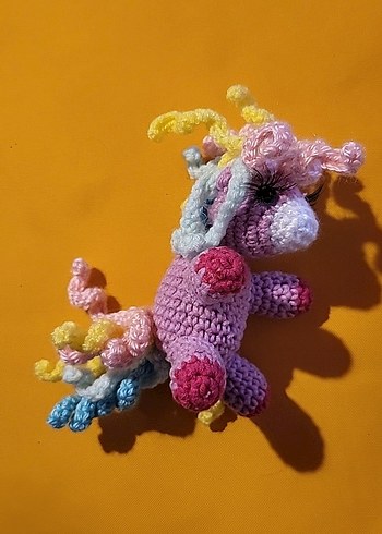 Renkli Örgü Unicorn Peluş Oyuncak - Görsel 3