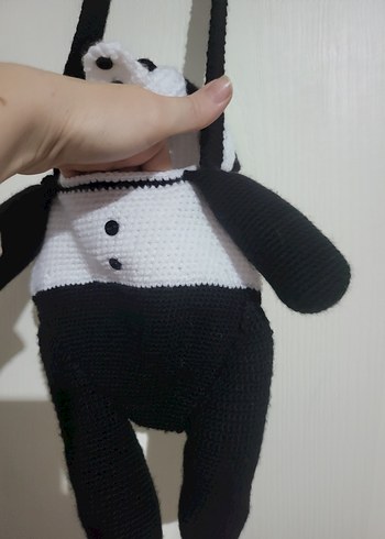 Gri Siyah Panda Peluş Çanta - Görsel 3