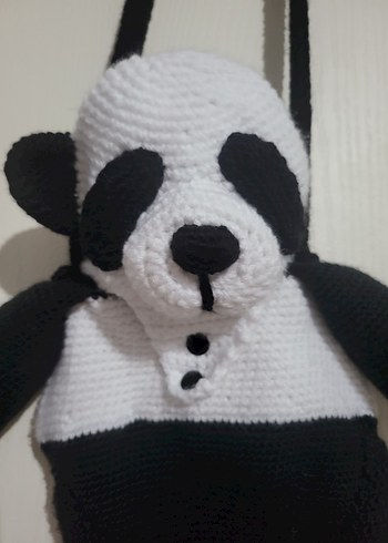 Gri Siyah Panda Peluş Çanta - Görsel 5