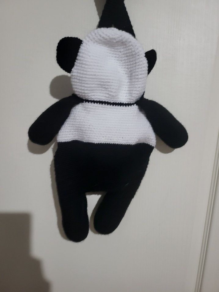 Gri Siyah Panda Peluş Çanta - Görsel 2