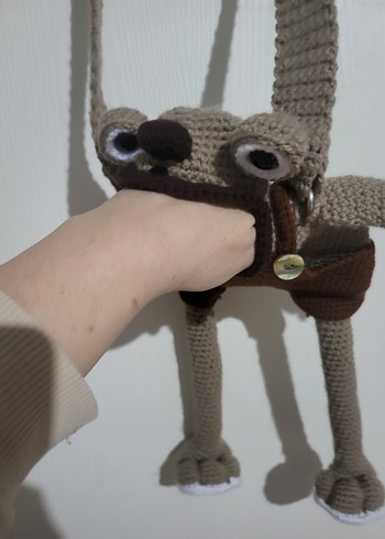 El Yapımı Kahverengi Örme Peluş Oyuncak - Görsel 3