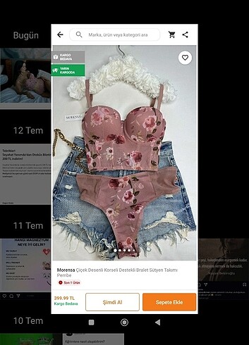  Beden Korseli sütyen takımi