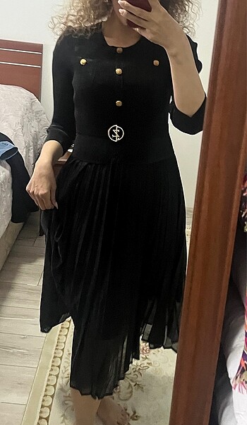38 Beden siyah Renk Adil Işık elbise