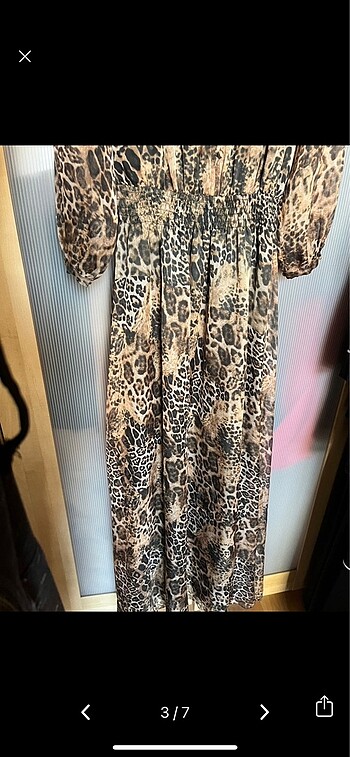 m Beden Leopar elbise