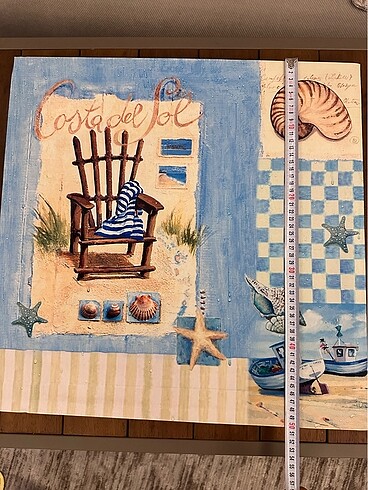 Beden mavi Renk 50x50 cm Deniz temalı kanvas tablo