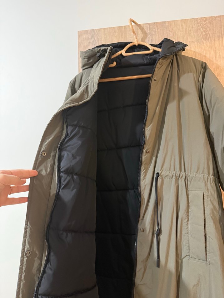 Gri Uzun Kadın Ceket Fermuarlı - Görsel 3