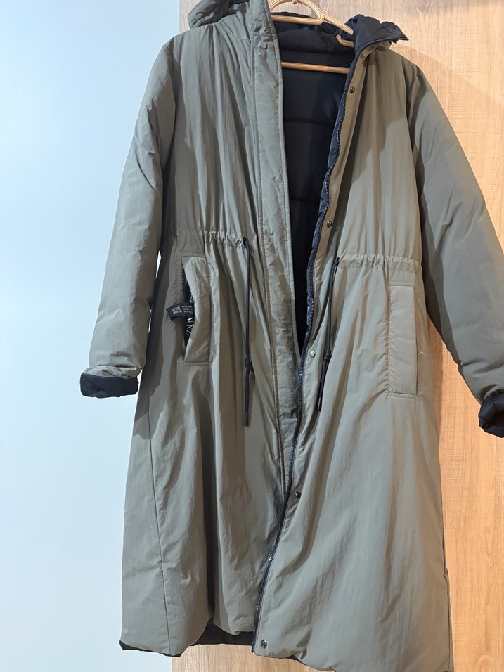 Gri Uzun Kadın Ceket Fermuarlı - Görsel 2