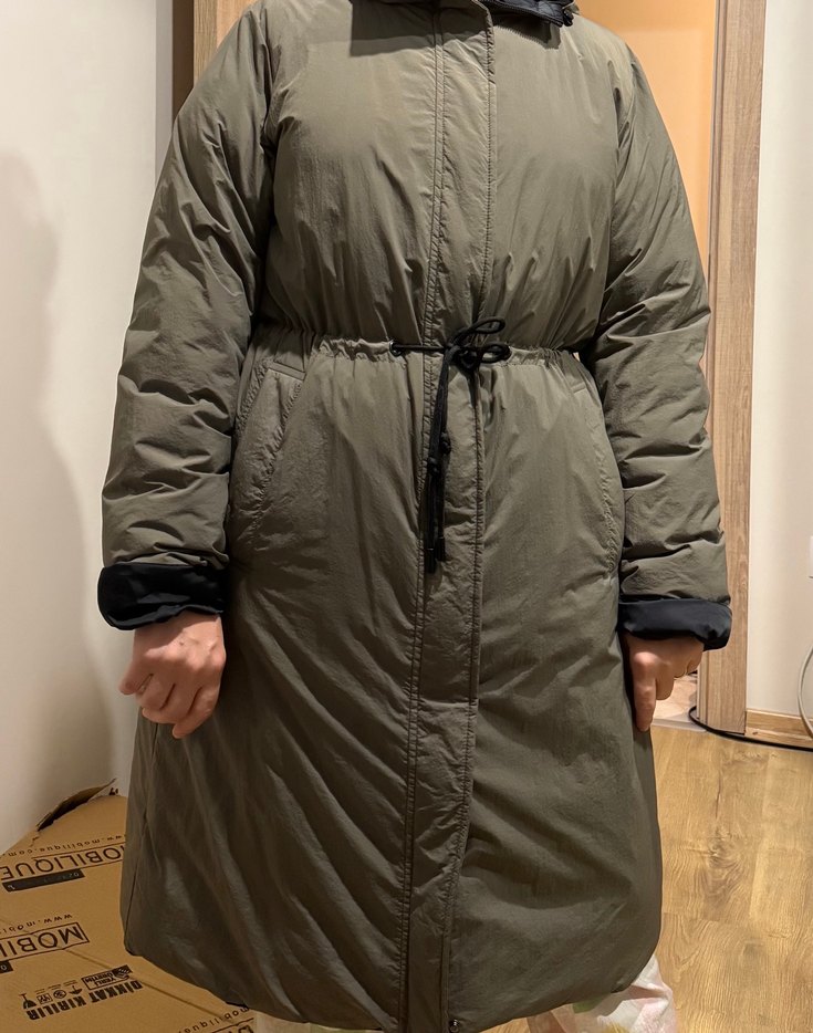 Gri Uzun Kadın Ceket Fermuarlı - Görsel 5