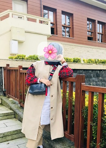 Ekose kollu trençkot - Görsel 2