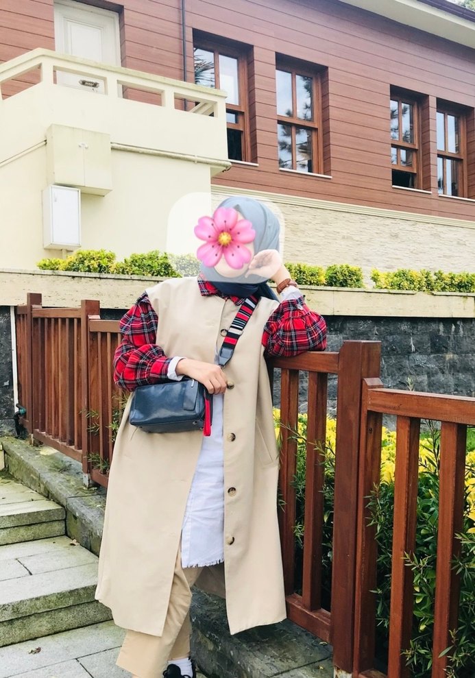 Ekose kollu trençkot - Görsel 2