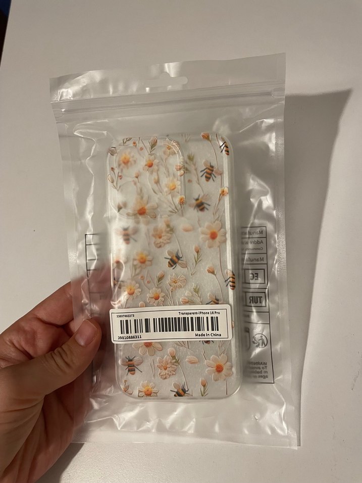 Şeffaf Beyaz Papatya ve Arı Desenli Telefon Kılıfı - Görsel 2