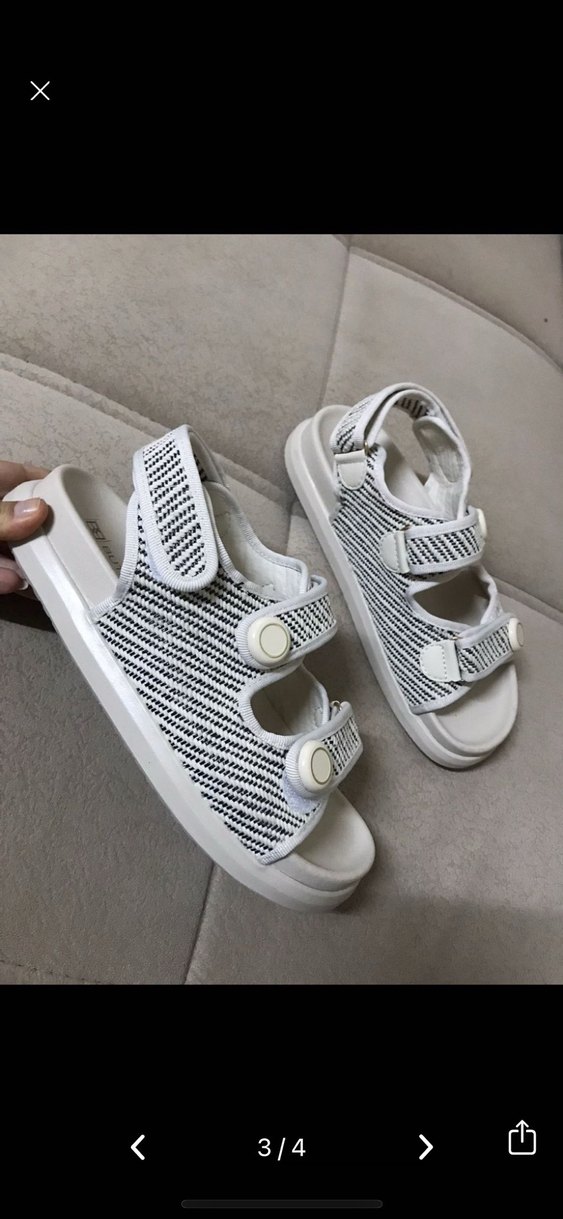 Gri Zebra Desenli Beyaz Kadın Sandalet - Görsel 2