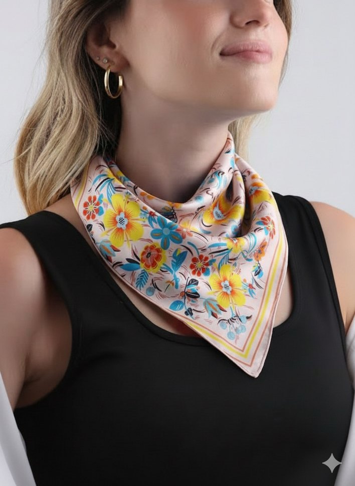 İpek Görünümlü Saten Kadın Fularlar - Görsel 3