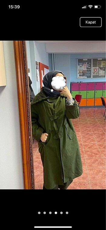 xl Beden yeşil Renk İçi kürklü parka kaban