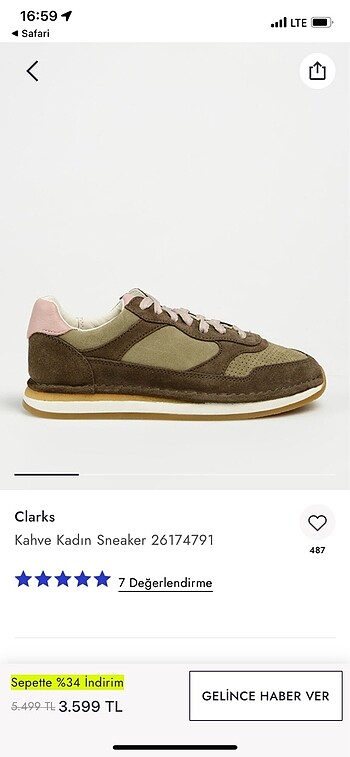 37 Beden haki Renk Clarks kadın ayakkabı