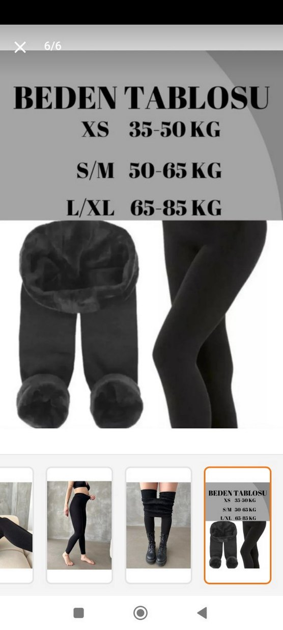 Kürklü Siyah Kadın Termal Tayt - Görsel 4