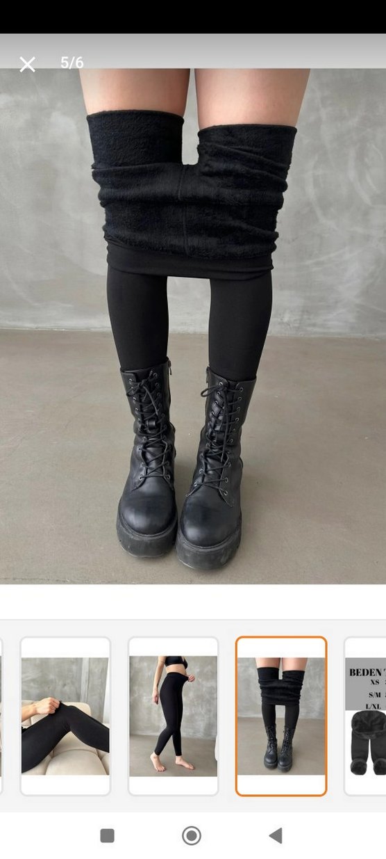 Kürklü Siyah Kadın Termal Tayt - Görsel 2