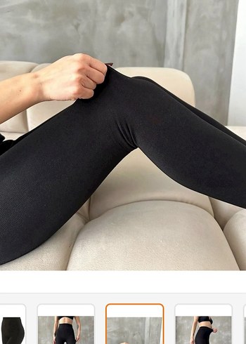 Siyah Kürklü Termal Kadın Tayt - Görsel 2