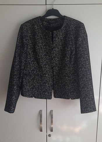 SIYAH BEYAZ PUANTİYELİ CEKETLİ ELBISE - Görsel 11