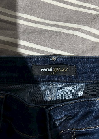 Lacivert Kemerli Kadın Denim Pantolon - Görsel 3